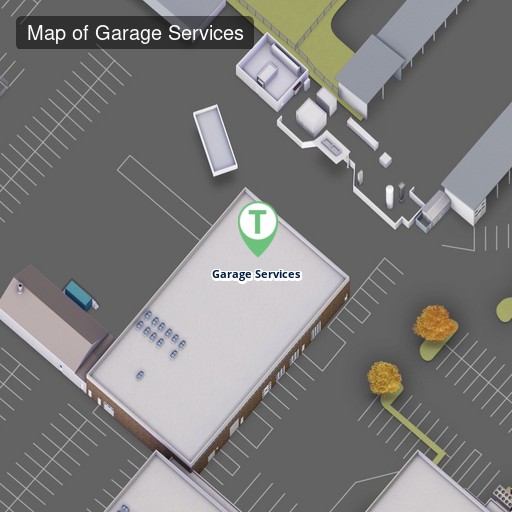 Open interactive map centered on Map of Garage Services in a new tab