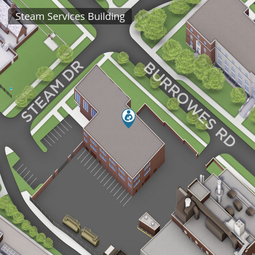 Open interactive map centered on Steam Services Building in a new tab