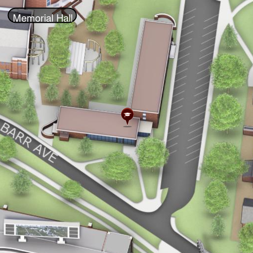 Campus map to Memorial Hall