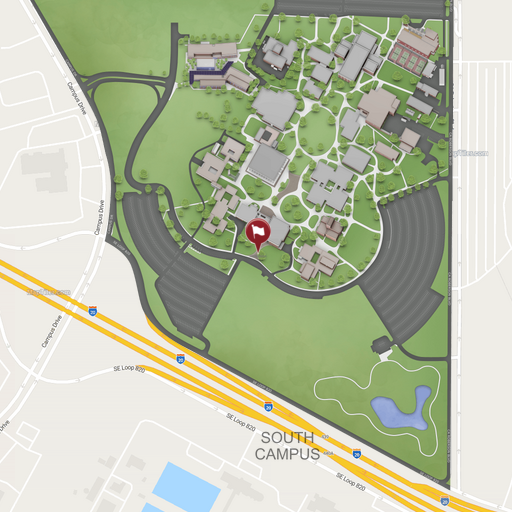 A map of South Campus. Click to explore the complete map in a new window.