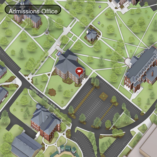 Admissions Office view from map