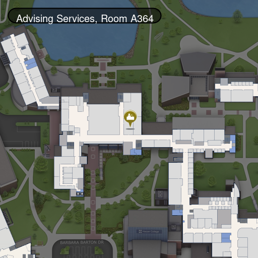 Map of Building A 364, Academic Advising